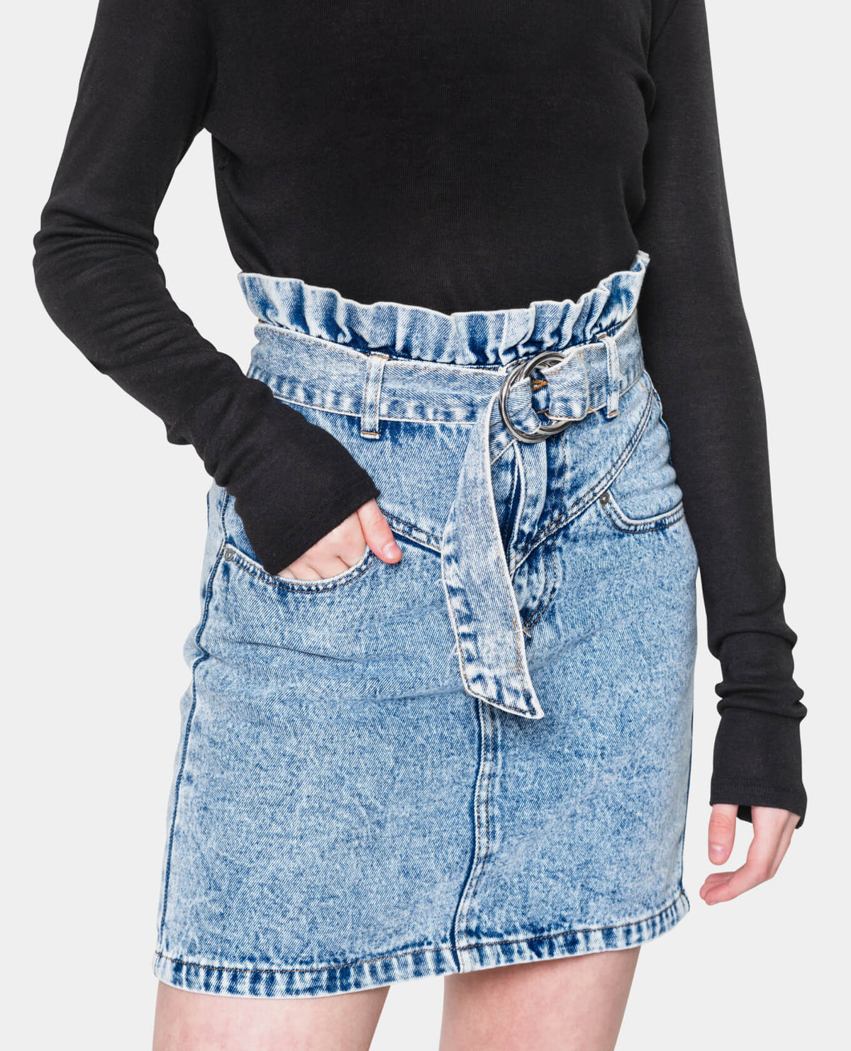 Lightly Washed Denim Skirt